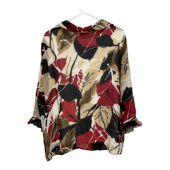 Alfred Dunner Sheer Floral Button Front Blouse 18W Missing Button - Picture 2 of 5